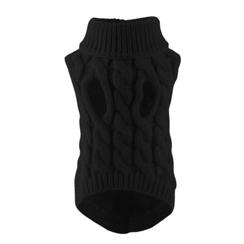 Hundepullover, gestrickter Winterpullover für kleine Hunde, warmer Komfort, mit Fleece gefüttert, Welpenbekleidung, Mantel, weicher Garnpullover für Chihuahua, Dackel, Herbst und Winter (Schwarz, XL) von EUIYCBA