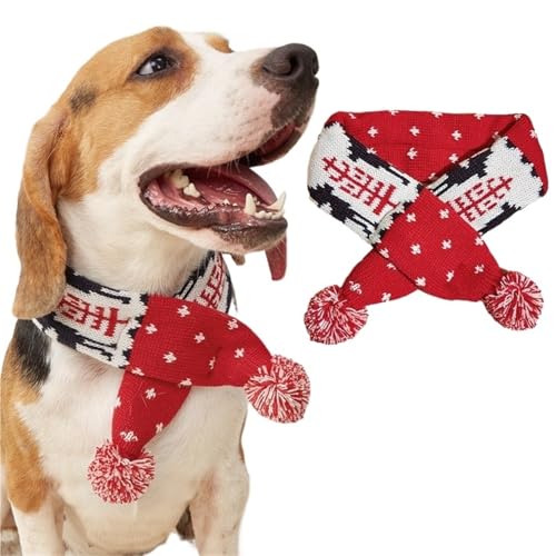 Hundeschal für Hunde, gestricktes Elchmuster und gestreiftes Haustierschal, weiches Haarballgarn, Katzen- und Hundehalstuch, festliches Weihnachts-Haustierzubehör und Hundezubehör (B, M 63 cm) von EUIYCBA