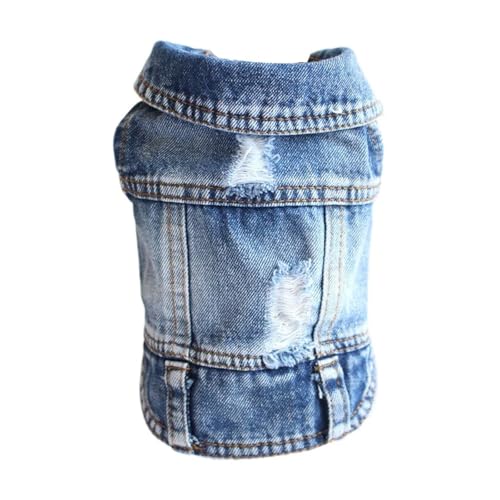 Jeans-Hundemantel für kleine und mittelgroße Hunde, stilvolle Cowboy-Welpenjacke mit verstellbaren Trägern, niedliche Haustierweste für Hunde und Katzen, Größen XS bis 2XL, trendiges Jeans-Hundeoutfit von EUIYCBA