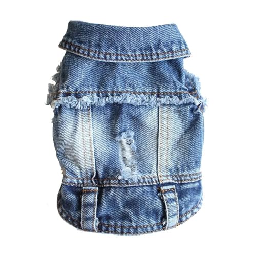 Jeans-Hundemantel für kleine und mittelgroße Hunde – stilvolle Cowboy-Welpenjacke mit verstellbaren Trägern – niedliche Haustierweste für Hunde und Katzen – Größen XS bis 2XL – trendiges von EUIYCBA