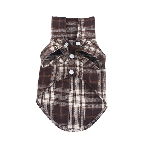 Karierte Hundeweste im britischen Stil, Sommer-Baumwoll-Haustiershirt für kleine Hunde, atmungsaktiv, Welpen-Shirts für Chihuahua, Yorkshire Terrier, leichtes kariertes Tanktop (Größe Guide von EUIYCBA