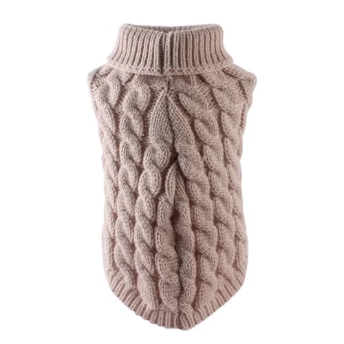 Klassischer solider Hundepullover für kleine Hunde, warmer Strickpullover für Chihuahua, Yorkshire Terrier, Schnauzer – gemütliche Weihnachtskleidung für Haustiere mit Hals (Khaki, Größe XL, geeignet von EUIYCBA