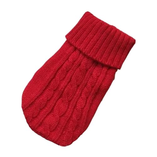 Strickpullover für kleine und mittelgroße Hunde, warme Winterkleidung für Chihuahua, Yorkshire Terrier und Welpen, weicher Strickpullover aus reiner Baumwolle, für kaltes Wetter, Rot, Größe L (10 von EUIYCBA