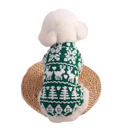 Weihnachts-Hundeweste für Katzen und Hunde, weiches Fleece, für Mops, Chihuahua, festliches Neujahrskostüm mit Urlaubsmustern in Größe S bis XXL (Grün, XL) von EUIYCBA