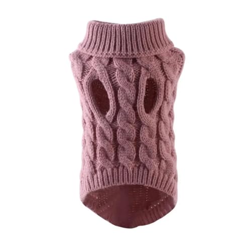 Winter-Hundepullover für kleine Hunde, weicher Strickpullover für Chihuahua, Yorkie, Welpen und Katzen, warme und bequeme Herbst-/Winterkleidung, einfarbig und geflochtenes Design (Sour Plume, L) von EUIYCBA
