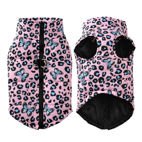Winter-Welpenjacke, Leopardenmuster, Hundemantel für kleine Hunde und Katzen, wasserdichte und warme Haustierkleidung für Französische Bulldogge, Chihuahua, Yorkie, modische Party-Outfits mit von EUIYCBA
