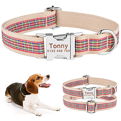 EUSFIYY Hundehalsbänder Tierbedarf Langlebiges, personalisiertes Hundehalsband aus Nylon, individuell gravierter Hundename an der Schnalle XS-L-M_31-50cm_ von EUSFIYY