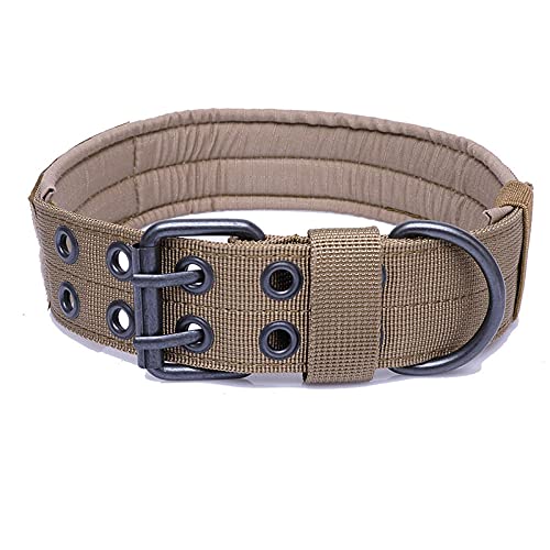 EUSFIYY Military Tactical Custom Name Hundehalsband   Working Durable Nylon Collar Outdoor Training Haustier Hundehalsbänder für kleine große Hunde-Brown_L von EUSFIYY