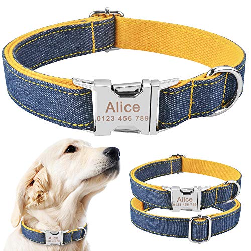 EUSFIYY Personalisierte Hundehalsband Nylon kleine große benutzerdefinierte gravierte Schnalle Name Welpe XS-L-L_35-56cm_ von EUSFIYY