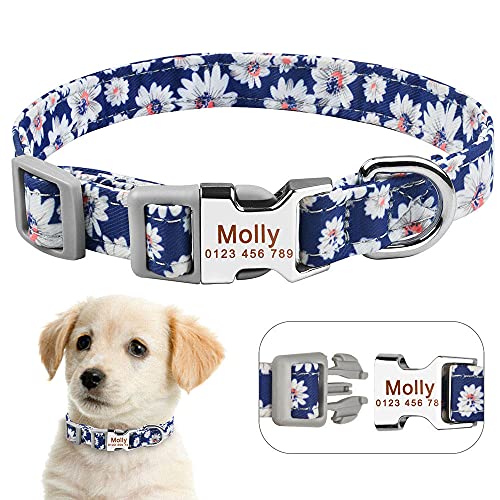 EUSFIYY Personalisierte Hundehalsband Polyester benutzerdefinierte gravierte ID Hundename einstellbar SM L-M_27-39cm_ von EUSFIYY