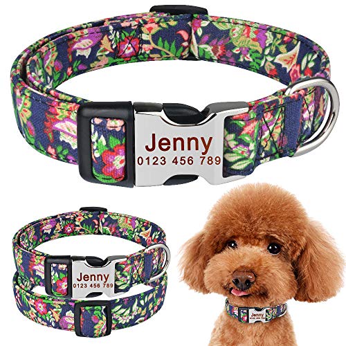 EUSFIYY Personalisierte Hundehalsband graviert kleine mittlere Name Welpe Polyester Halsbänder-G_S_26-39cm_ von EUSFIYY