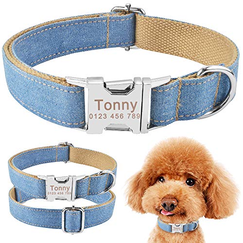EUSFIYY Personalisierte Hundehalsband & Tag Black FabricEngraved ID Name Small Large Pet-S (26-40cm) _ von EUSFIYY