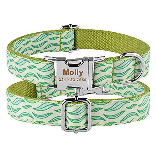EUSFIYY Verstellbares Nylonhalsband Personalisiertes Hundehalsband Haustier-ID-Tag-Halsbänder Benutzerdefinierter gravierter Name Hundehalsbänder Welpe Mittelgroße Hunde-M (31-50 cm) von EUSFIYY