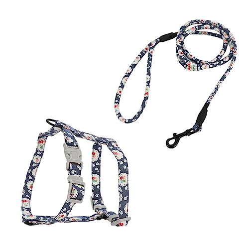 2 Sets Haustier-Katzengeschirr, Hundetrainingsleine, Kätzchengeschirr, Hundehalsband, kleine Hunde, Fährtenleine, Haustierführer, Welpenhalsband (Blau M) von EUTYRG