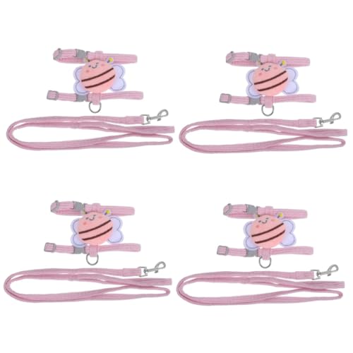 2 Sets Katzen-/Hundeleine, Welpengeschirr, Hundeseile, Welpenzubehör, Robustes Geschirr für große Hunde, Haustier-Hundeweste, verschleißfest (Rosa 2 x 4 Stück, M x 4 Stück) von EUTYRG
