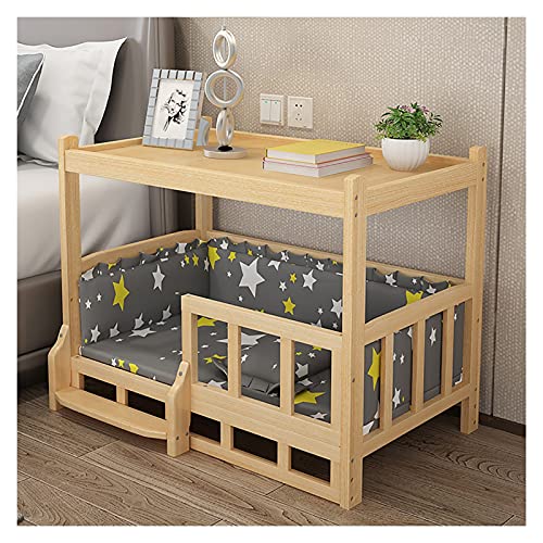 EUTYRG Haustierbett mit Massivholzrahmen für große und kleine Hunde, erhöhtes Hundebett mit Leitplanke, Treppe und Matratze 60x38x60cm EUTYRG Haustierbett mit Massivholzrahmen für große und kleine Hunde, erhöhtes Hundebett mit Leitplanke, Treppe und Matratze 60x38x60cm von EUTYRG