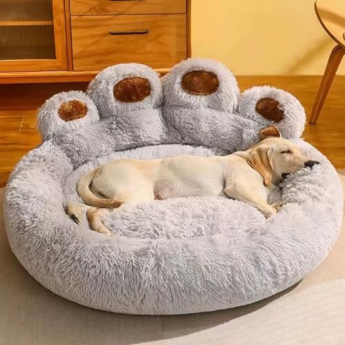 EUTYRG Hundebett für große Hunde, Deluxe-Hundekistenbetten aus Plüsch, rutschfest, süße Bärentatze, Anti-Angst-Bett für große, Jumbo-Hunde EUTYRG Hundebett für große Hunde, Deluxe-Hundekistenbetten aus Plüsch, rutschfest, süße Bärentatze, Anti-Angst-Bett für große, Jumbo-Hunde von EUTYRG
