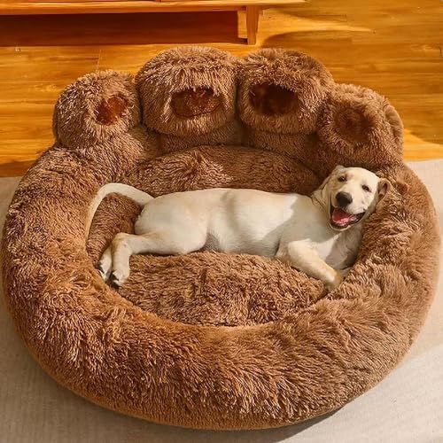 EUTYRG Hundebett für große Hunde, Deluxe-Hundekistenbetten aus Plüsch, rutschfest, süße Bärentatze, Anti-Angst-Bett für große, Jumbo-Hunde EUTYRG Hundebett für große Hunde, Deluxe-Hundekistenbetten aus Plüsch, rutschfest, süße Bärentatze, Anti-Angst-Bett für große, Jumbo-Hunde von EUTYRG