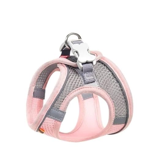 Hunde- und Katzengeschirr, Weste, Brustseil-Set, reflektierend, atmungsaktiv, verstellbar, Haustiergeschirr für kleine und mittelgroße Hunde, Spaziergänge im Freien (rosa Geschirr M 4_7 kg) von EUTYRG
