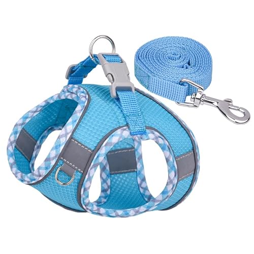 Hunde- und Katzengeschirr, Weste, Brustseil-Set, reflektierend, atmungsaktiv, verstellbar, Haustiergeschirr für kleine und mittelgroße Hunde, Welpen, Outdoor (dunkelblau, XS, 2,5_3,5 kg) von EUTYRG