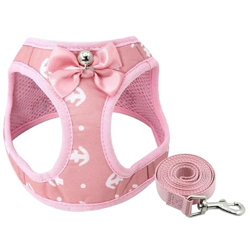 Hundegeschirr, süßes Haustiergeschirr und Leine, Set mit Hunde- und Katzengurt, Haustiergeschirr, Weste für Kleintiere, Chihuahua, Teddy, Chiens (Rosa M) von EUTYRG