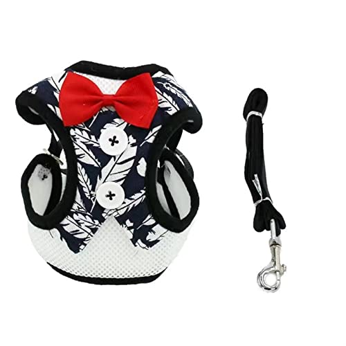 Hundegeschirr für Haustiere, Elegantes Hundehalsband mit Schleife, Krawatte, Zugseil, verstellbares Haustiergeschirr für kleine und mittelgroße Hunde, Katzenbrust (Feder S) von EUTYRG