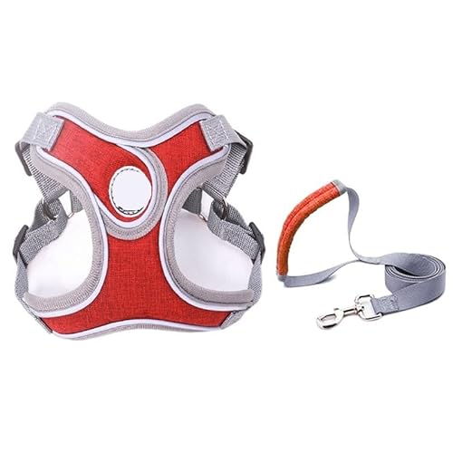 No Pull Sport Hundegeschirr und Leinen-Set, reflektierendes Haustiergeschirr für kleine und mittelgroße Hunde, atmungsaktiver Schutzhund (rot S) von EUTYRG