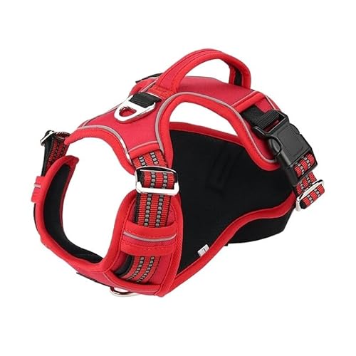 No Pull Verstellbares Hundegeschirr mit Griff für mittelgroße und große Hunde, reflektierendes Hundegeschirr aus Oxford-Stoff (2_Rot XL) von EUTYRG