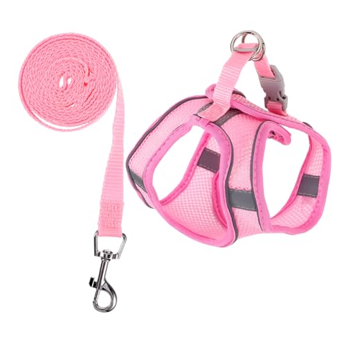 Set Haustiergeschirr, Haustier-Hundegeschirr, verstellbare Hundeleine, Laufleine, reflektierendes Hundegeschirr, Hundegeschirr für den Außenbereich (Rosa, 38 x 30 x 0,10 cm) von EUTYRG