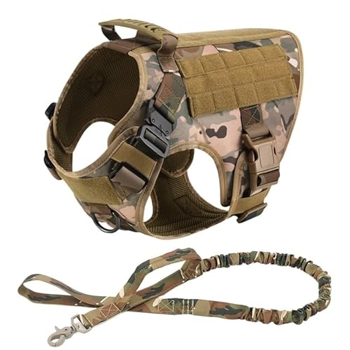 Set mit Geschirr und Leine für große Hunde, Trainingsweste für Schäferhunde, Malinois, Hundegeschirr und Halsband (cm Harness Leine XL) von EUTYRG