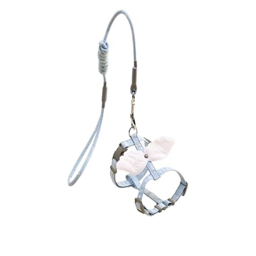 Süßes Katzengeschirr mit Engelsflügeln, Hundegeschirr und Leine für den Außenbereich, Set mit wasserdichter Weste, Brustgurt, Kätzchenzubehör (Blau S) von EUTYRG