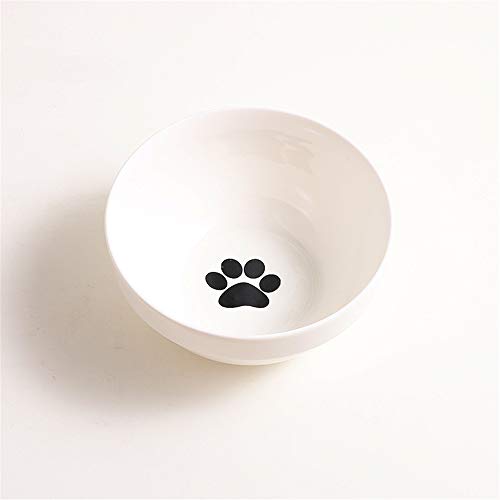 EUYIMOMO futternapf Katze,Die geneigte Keramik-Haustierschale mit Eisenrahmen schützt die Einzelschale mit Haustierpfoten und Pfotenabdruck der Halswirbelsäule von EUYIMOMO