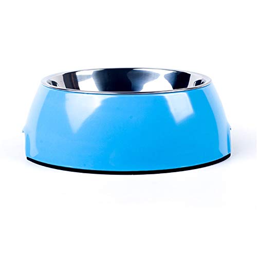 EUYIMOMO futternapf Katze,Edelstahl-Haustierschüssel, zweischichtige rutschfeste Fütterungs- und Trink-Haustierschüssel - blau groß von EUYIMOMO