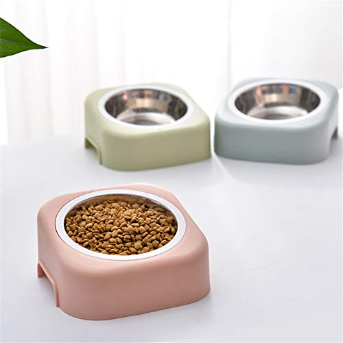 EUYIMOMO futternapf Katze,Hund Edelstahl Haustier Schüssel, Doppelschicht Schüssel zum Füttern und Trinken Haustier Schüssel-Quadrat rosa von EUYIMOMO