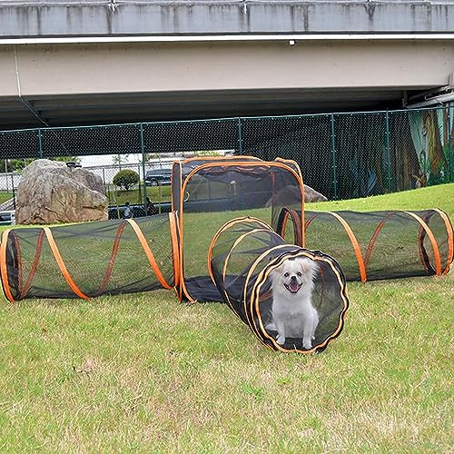 Pet Cat Dog Tunnelzelt, für den Außenbereich, Katzenfenster, Pop – Up Pet Tent Cat Dog Fence mit Katzentunnel, geeignet für Katzen, Hunde, Kaninchen und kleine Tiere, leicht zu verstauen, faltbar, von EUZLKDXU