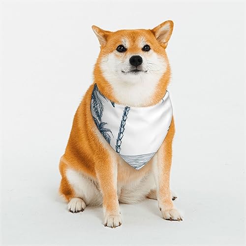 Evanem Dreieckige Hundehalstücher aus weicher Baumwolle, verstellbar, Palmen, Fischerboot, Welpen, Katzen, Schals für kleine und große Rassen von EVANEM