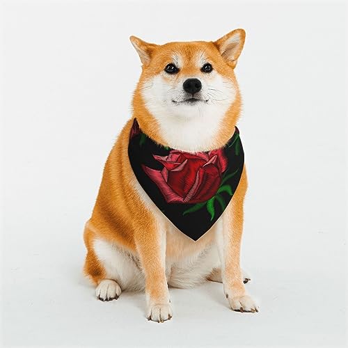 Evanem Dreieckige Hundehalstücher aus weicher Baumwolle, verstellbar, für kleine und große Rassen, rote Rose von EVANEM
