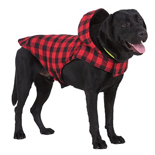 Hundemantel Jacke für Große Hunde,Winterjacke warme Hundejacke Kleidung Weste Plaid Warme Jacke Anpassung Baumwolle Haustierkleidung,Warme Haustier Jacke Hundejacke Hundepullover für Hunde (XL, Red) von EVEBS