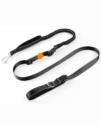 EVERKING 6-in-1,Joggingleine Hunde, Freihändig, Laufen, Wandern, Gurtband, Anti-Stress, Reflektierend, 180-210 cm (Schwarz) von EVERKING