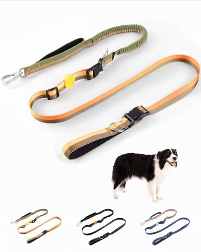 EVERKING 6-in-1 Hundeleine für mittelgroße & große Hunde, freihändige Joggingleine mit Bauch-/Schultergurt, Kurzführer, Auto-Sicherheitsgurt, Bungee-Dämpfung, verstellbar 180–210 cm von EVERKING