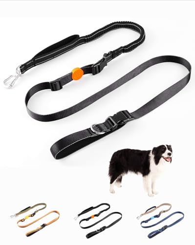 EVERKING 6-in-1 Hundeleine für mittelgroße & große Hunde, freihändige Joggingleine mit Bauch-/Schultergurt, Kurzführer, Auto-Sicherheitsgurt, Bungee-Dämpfung, verstellbar 180–210 cm von EVERKING