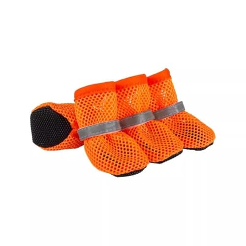 Atmungsaktive Hundeschuhe aus Mesh für Sommerabenteuer, Outdoor-Hundeschuhe mit Pfotenschutz, Pfotenschutz für Hunde, schützt die Pfoten vor Hitze und unebenem Boden (Orange, 1 Stück) von EVIRNFVEQ