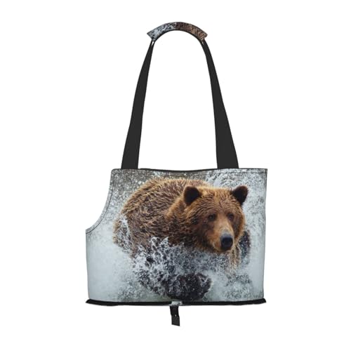 Bear Running Tragbare Haustiertragetasche - Stilvolle Hundetasche & Katze Reisetasche, Faltbare Haustierhandtasche für kleine Hunde, Katzen & andere kleine Haustiere von EVIUS
