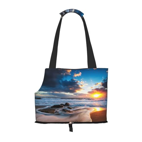 Beautiful Sunrise On Sea Portable Pet Carrier Bag - Stylish Dog Tote & Cat Travel Bag, Foldable Pet Handbag For Small Dogs, Cats, & Other Small Pets von EVIUS
