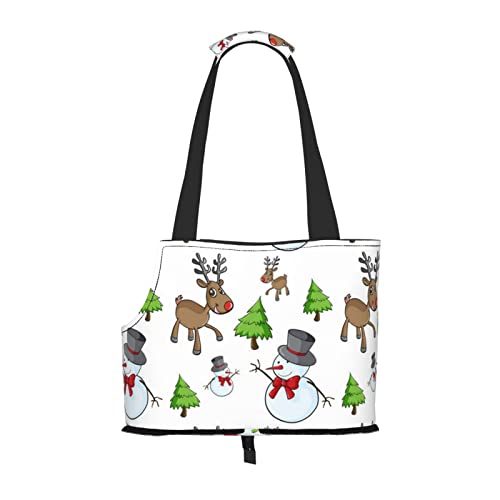Bedruckte Haustier-Tragetasche, Motiv: Merry Christmas, für Reisen, Welpen, Hunde, Rucksack, Tragetasche, Schultertasche für U-Bahn/Einkaufen/Wandern/Reisen Bedruckte Haustier-Tragetasche, Motiv: Merry Christmas, für Reisen, Welpen, Hunde, Rucksack, Tragetasche, Schultertasche für U-Bahn/Einkaufen/Wandern/Reisen von EVIUS