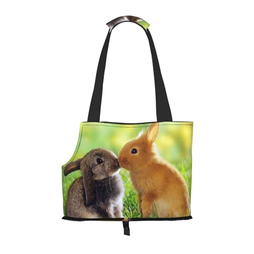 Bedruckte Haustier-Tragetasche, Motiv: Rabbit Love, für Reisen, Haustier, Welpen, Hunde, Rucksack, Tragetasche, Schultertasche für U-Bahn/Einkaufen/Wandern/Reisen Bedruckte Haustier-Tragetasche, Motiv: Rabbit Love, für Reisen, Haustier, Welpen, Hunde, Rucksack, Tragetasche, Schultertasche für U-Bahn/Einkaufen/Wandern/Reisen von EVIUS