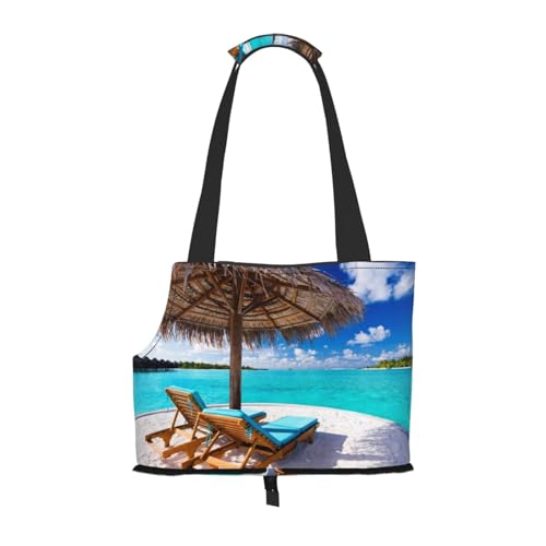 Bedruckte Haustier-Tragetasche, Motiv: tropischer Strand, für Reisen, Welpen, Hunde, Rucksack, Tragetasche, Schultertasche für U-Bahn/Einkaufen/Wandern/Reisen Bedruckte Haustier-Tragetasche, Motiv: tropischer Strand, für Reisen, Welpen, Hunde, Rucksack, Tragetasche, Schultertasche für U-Bahn/Einkaufen/Wandern/Reisen von EVIUS