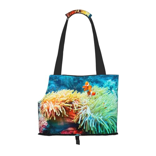 Bedruckte Tragetasche für Haustiere, Motiv: Clownfisch, für Reisen, Welpen, Hunde, Schultertasche, für U-Bahn, Einkaufen, Wandern, Reisen Bedruckte Tragetasche für Haustiere, Motiv: Clownfisch, für Reisen, Welpen, Hunde, Schultertasche, für U-Bahn, Einkaufen, Wandern, Reisen von EVIUS