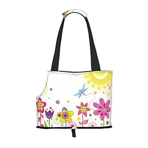 Bedruckte Tragetasche für Kinderzimmer, Motiv: Sonne und Schmetterlinge, Libellen, Blumen, für Reisen, Haustiere, Welpen, Hunde, Tragetasche, Schultertasche für U-Bahn/Einkaufen/Wandern/Reisen Bedruckte Tragetasche für Kinderzimmer, Motiv: Sonne und Schmetterlinge, Libellen, Blumen, für Reisen, Haustiere, Welpen, Hunde, Tragetasche, Schultertasche für U-Bahn/Einkaufen/Wandern/Reisen von EVIUS
