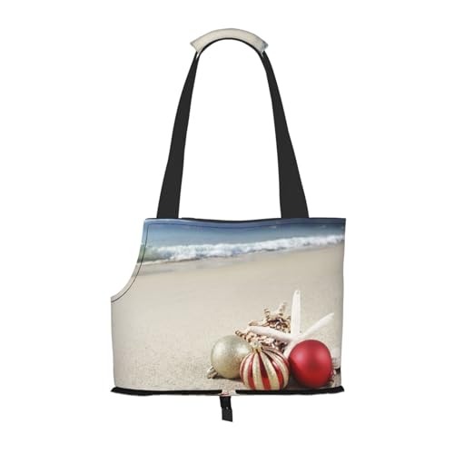 Christmas Decorate On The Beach Portable Pet Carrier Bag - Stylish Dog Tote & Cat Travel Bag, Foldable Pet Handbag For Small Dogs, Cats, & Other Small Pets von EVIUS